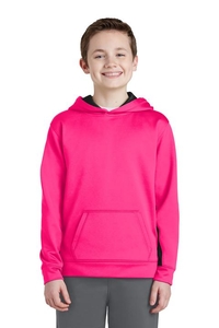 YST235 - Sport-Tek Youth Sport-Wick Fleece Colorblock Hooded Pullover.  YST235