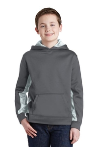YST239 - Sport-Tek Youth Sport-Wick CamoHex Fleece Colorblock Hooded Pullover.  YST239