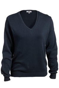 7090 - Edwards Ladies' All  Cotton V Neck Sweater