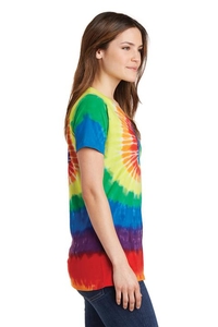 LPC147V - Port & Company Ladies Tie-Dye V-Neck Tee. LPC147V