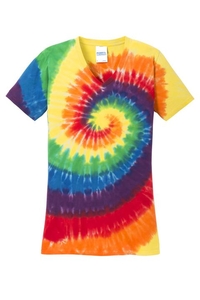 LPC147V - Port & Company Ladies Tie-Dye V-Neck Tee. LPC147V