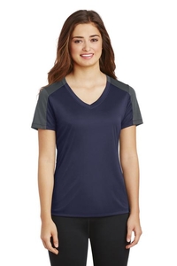 LST354 - Sport-Tek Ladies PosiCharge Competitor Sleeve-Blocked V-Neck Tee