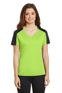 LST354 - Sport-Tek Ladies PosiCharge Competitor Sleeve-Blocked V-Neck Tee