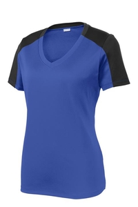 LST354 - Sport-Tek Ladies PosiCharge Competitor Sleeve-Blocked V-Neck Tee