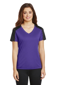 LST354 - Sport-Tek Ladies PosiCharge Competitor Sleeve-Blocked V-Neck Tee