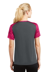 LST371 - Sport-Tek Ladies CamoHex Colorblock V-Neck Tee