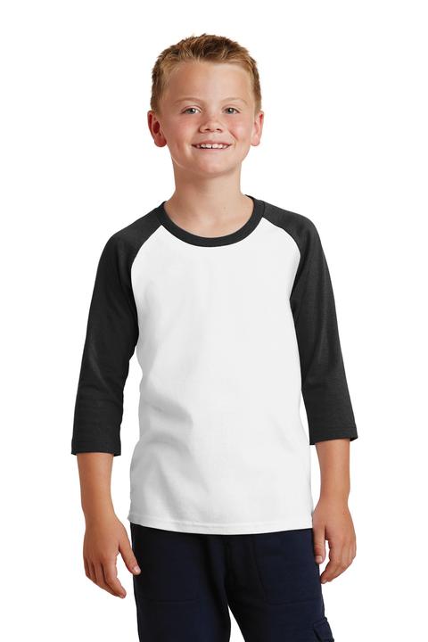 PC55YRS - Port & Company Youth Core Blend 3/4-Sleeve Raglan Tee