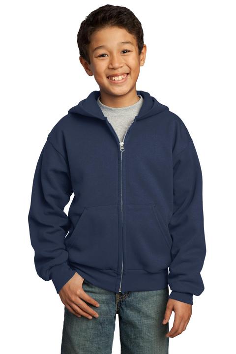 PC90YZH - Port & Company - Youth Core Fleece Full-Zip Hooded Sweatshirt. PC90YZH