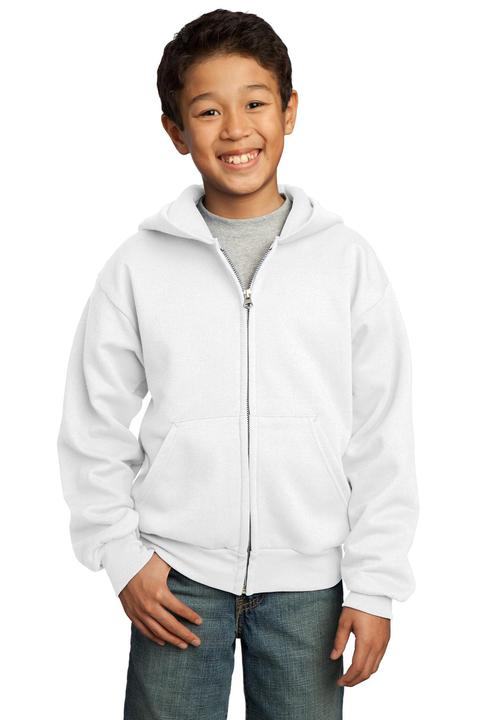 PC90YZH - Port & Company - Youth Core Fleece Full-Zip Hooded Sweatshirt. PC90YZH