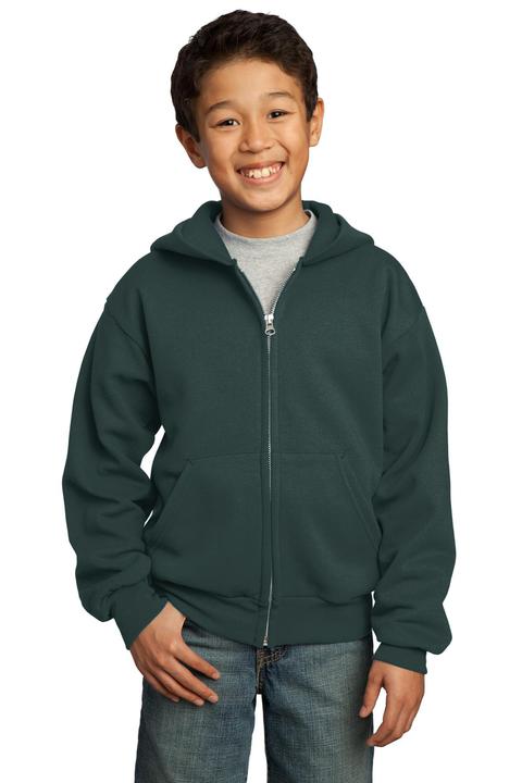 PC90YZH - Port & Company - Youth Core Fleece Full-Zip Hooded Sweatshirt. PC90YZH