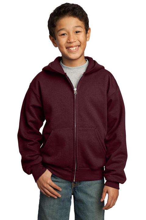 PC90YZH - Port & Company - Youth Core Fleece Full-Zip Hooded Sweatshirt. PC90YZH