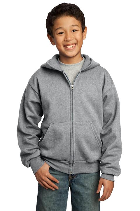 PC90YZH - Port & Company - Youth Core Fleece Full-Zip Hooded Sweatshirt. PC90YZH