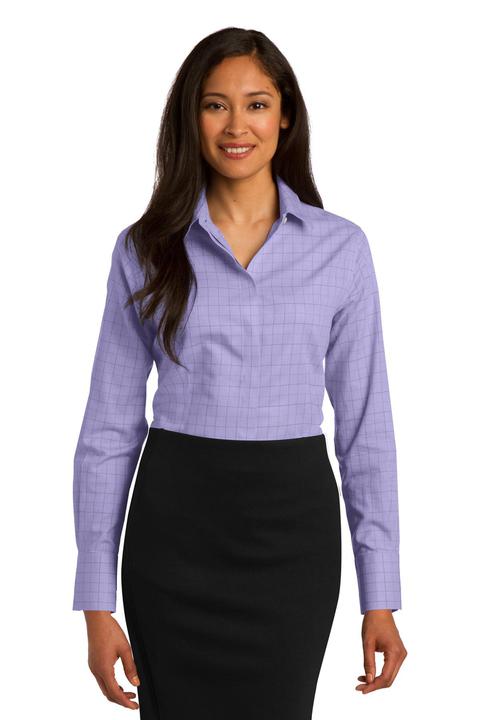 RH71 - Red House Ladies Windowpane Plaid Non-Iron Shirt