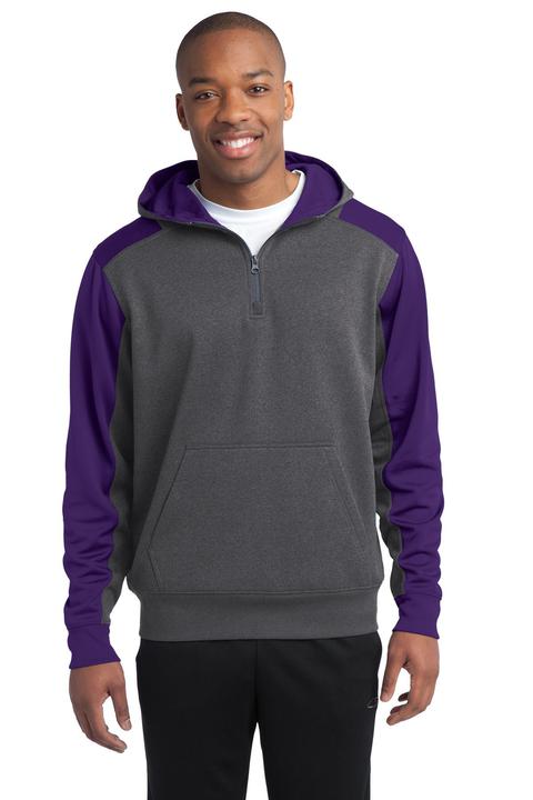 ST249 - Sport-Tek Tech Fleece Colorblock 1/4-Zip Hooded Sweatshirt