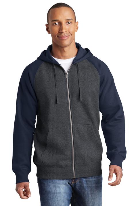 ST269 - Sport-Tek Raglan Colorblock Full-Zip Hooded Fleece Jacket. ST269