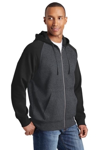 ST269 - Sport-Tek Raglan Colorblock Full-Zip Hooded Fleece Jacket.  ST269
