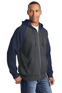 ST269 - Sport-Tek Raglan Colorblock Full-Zip Hooded Fleece Jacket. ST269