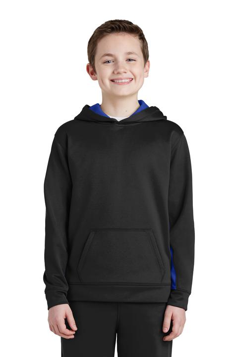 YST235 - Sport-Tek Youth Sport-Wick Fleece Colorblock Hooded Pullover. YST235