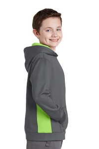 YST235 - Sport-Tek Youth Sport-Wick Fleece Colorblock Hooded Pullover.  YST235