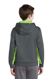 YST235 - Sport-Tek Youth Sport-Wick Fleece Colorblock Hooded Pullover.  YST235