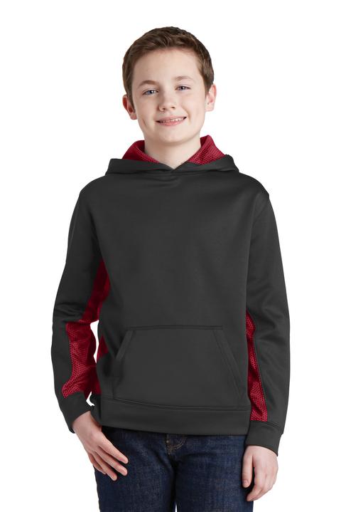 YST239 - Sport-Tek Youth Sport-Wick CamoHex Fleece Colorblock Hooded Pullover. YST239