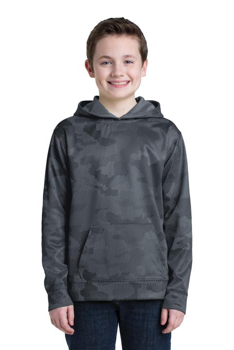 YST240 - Sport-Tek Youth Sport-Wick CamoHex Fleece Hooded Pullover. YST240