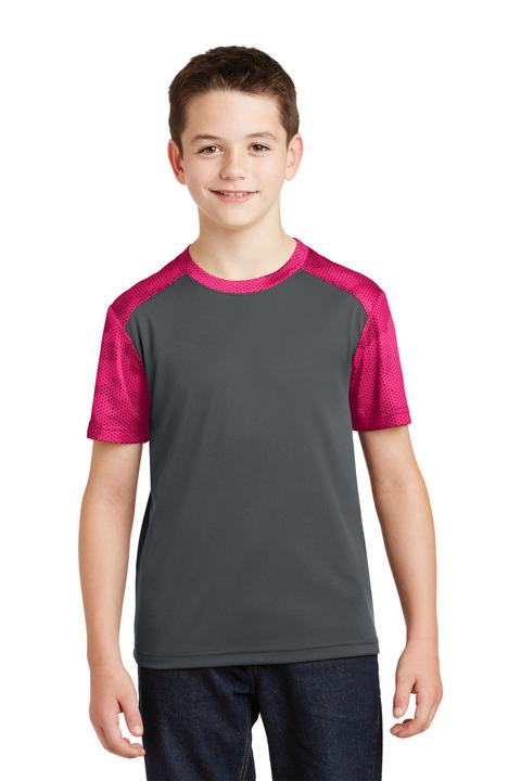 YST371 - Sport-Tek Youth CamoHex Colorblock Tee