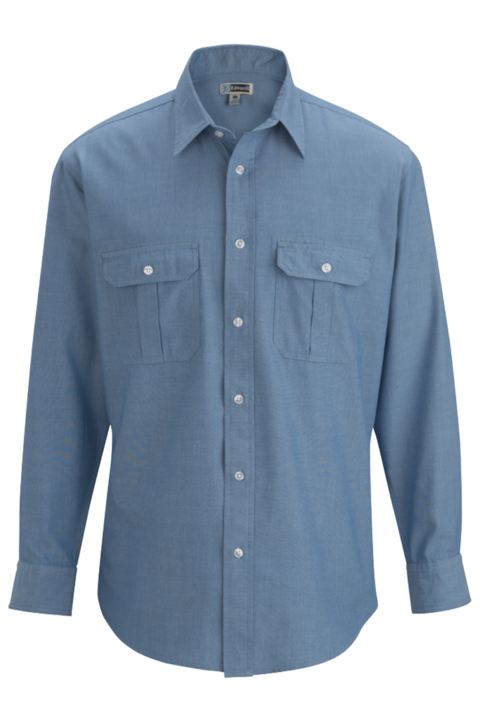 1298 - Edwards Men's Chambray Roll-Up Sleeve Shirt