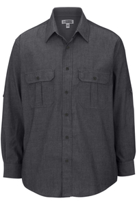 1298 - Edwards Men's Chambray Roll-Up Sleeve Shirt