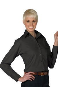 5295 - Edwards Ladies' Lightweight Long Sleeve Open Neckline Poplin Blouse