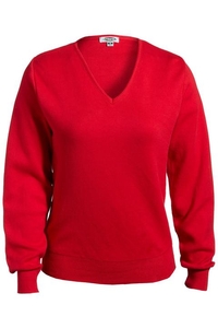 7090 - Edwards Ladies' All  Cotton V Neck Sweater