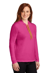 887L - Anvil Ladies 100% Combed Ring Spun Cotton Long Sleeve Hooded T-Shirt