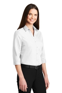 LW102 - Port Authority Ladies 3/4 Sleeve Carefree Poplin Shirt