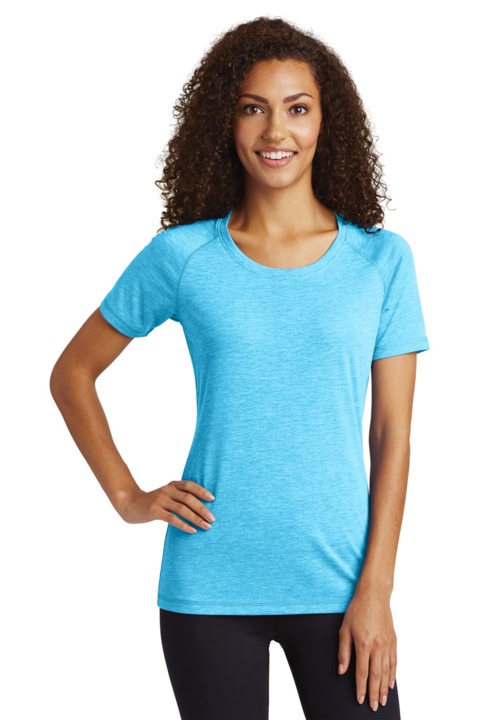 LST400 - Sport-Tek Ladies PosiCharge Tri Blend Wicking Scoop Neck Raglan Tee