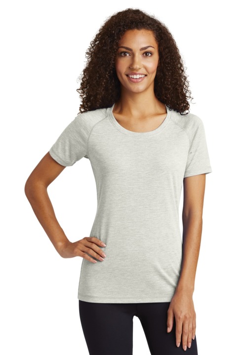 LST400 - Sport-Tek Ladies PosiCharge Tri Blend Wicking Scoop Neck Raglan Tee