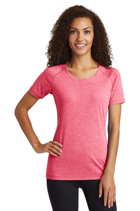 LST400 - Sport-Tek Ladies PosiCharge Tri Blend Wicking Scoop Neck Raglan Tee