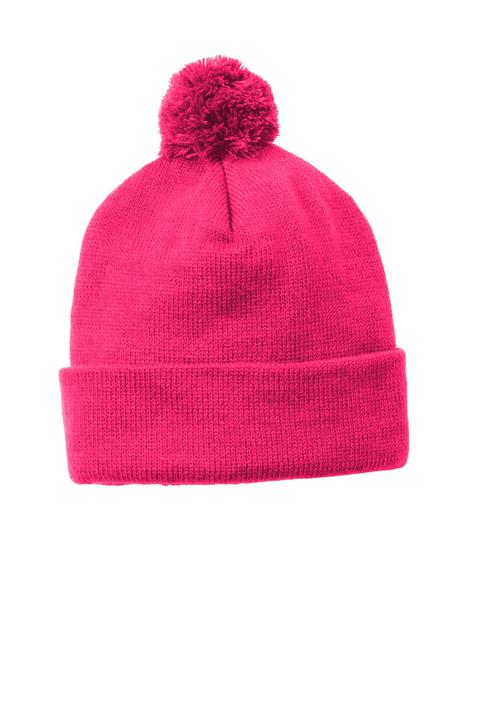STC37 - Sport-Tek Solid Pom Pom Beanie
