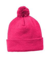 STC37 - Sport-Tek Solid Pom Pom Beanie