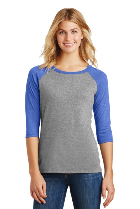 DM136L - District Women's Perfect Tri 3/4 Sleeve Raglan