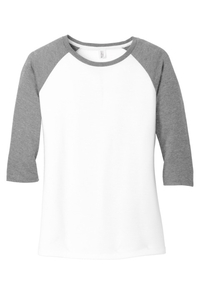 DM136L - District Women's Perfect Tri 3/4 Sleeve Raglan