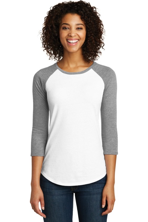 DT6211 - District Women's Fitted Very Important Tee 3/4 Sleeve Raglan