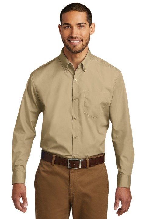 W100 - Port Authority Long Sleeve Carefree Poplin Shirt