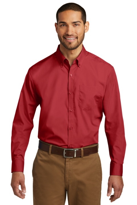 W100 - Port Authority Long Sleeve Carefree Poplin Shirt