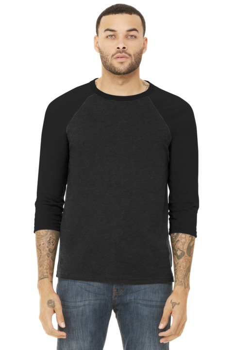 BC3200 - BELLA + CANVAS 3/4 Sleeve Baseball Tee