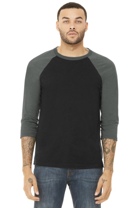BC3200 - BELLA + CANVAS 3/4 Sleeve Baseball Tee