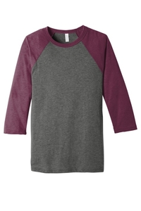 BC3200 - BELLA + CANVAS 3/4 Sleeve Baseball Tee