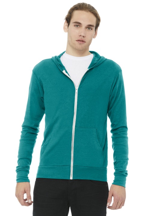 BC3939 - BELLA + CANVAS Triblend Full Zip Lightweight Hoodie