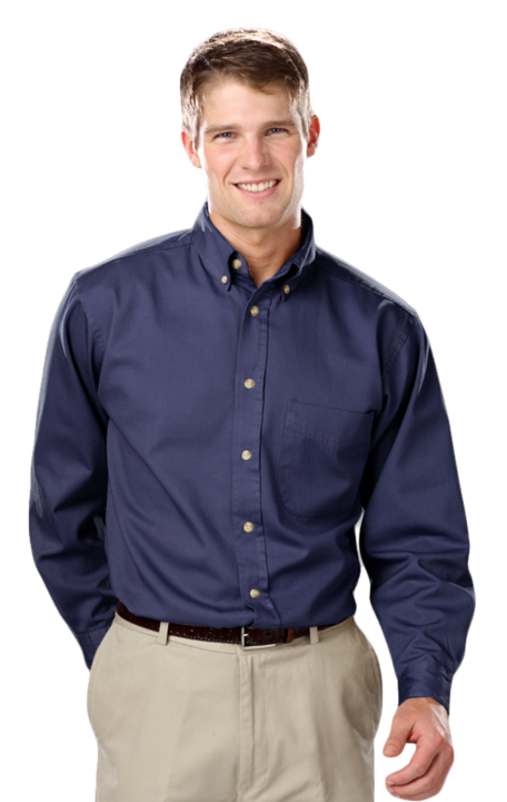 BG8213 - Men's Long Sleeve 100% Cotton Twill Shirt