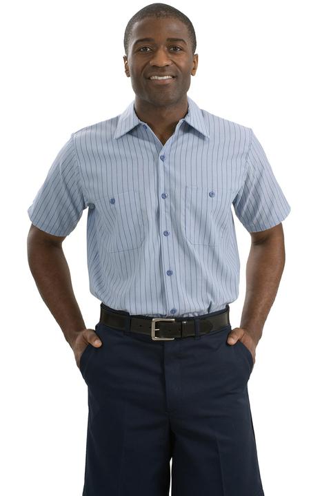 CS20LONG - Red Kap® Long Size Short Sleeve Striped Industrial Work Shirt