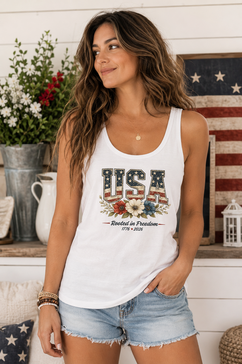 RootedInFreedom - Port & Company Ladies Core Cotton Tank Top.  LPC54TT